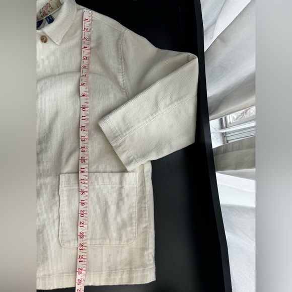 ISAAC MIZRAHI LIVE Women Corduroy Chore Jacket Medium M True Denim Cream Coat - Picture 7 of 11